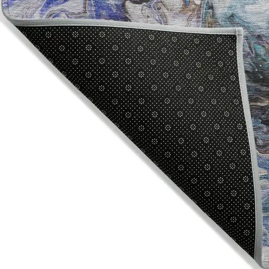 Beige Blue And Taupe Abstract Washable Indoor Outdoor Area Rug Photo 4