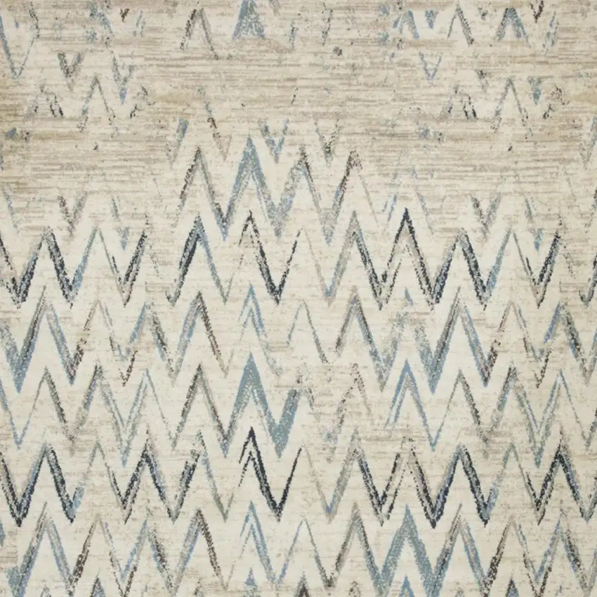 Ivory And Blue Chevron Area Rug Photo 4