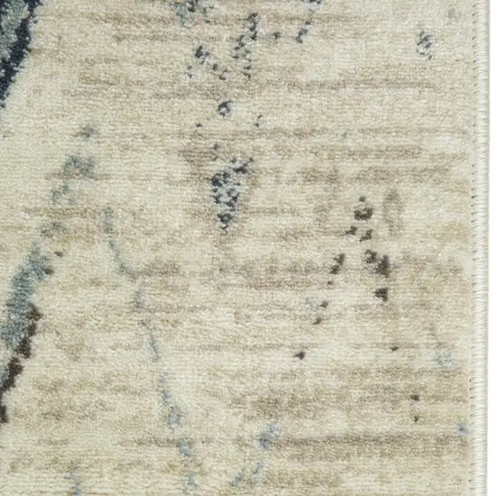 Ivory And Blue Chevron Area Rug Photo 9