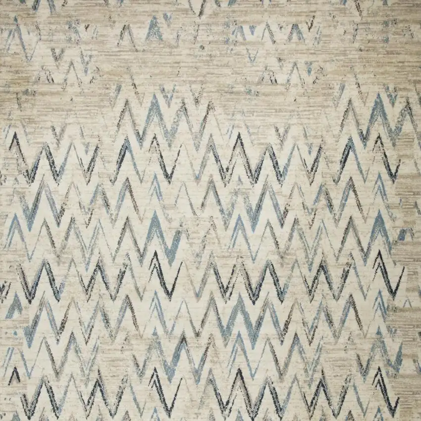 Ivory And Blue Chevron Area Rug Photo 6