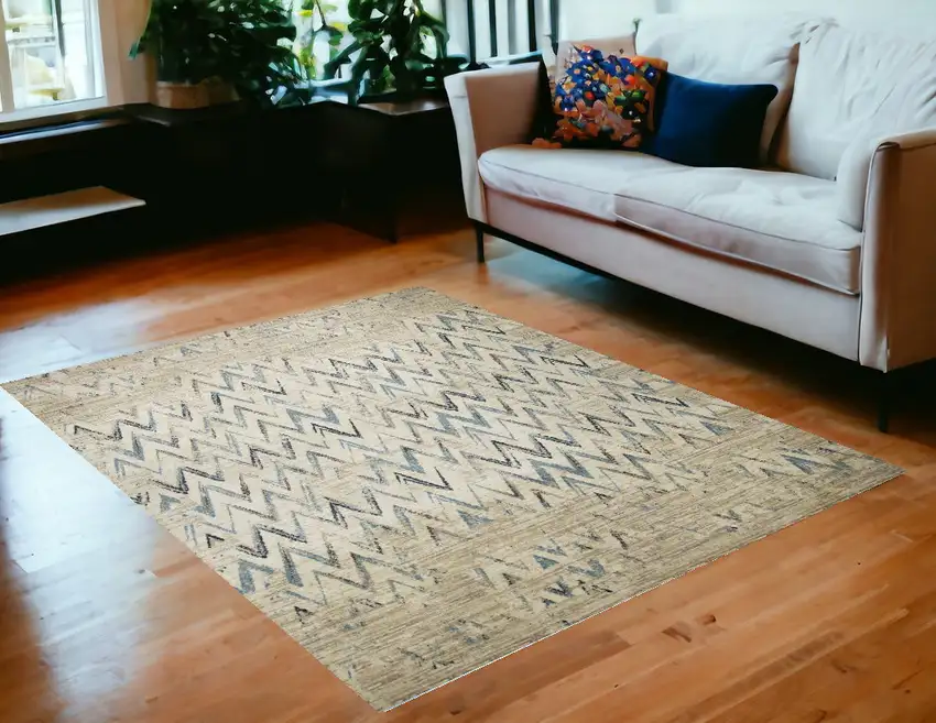 Ivory Chevron Area Rug Photo 2