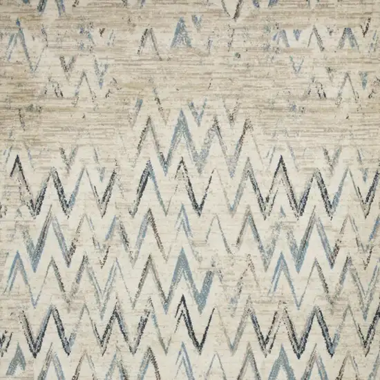 Ivory And Blue Chevron Area Rug Photo 4