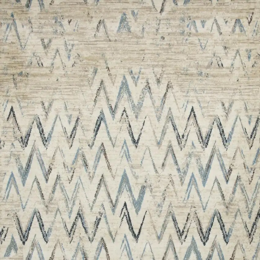 Ivory And Blue Chevron Area Rug Photo 4