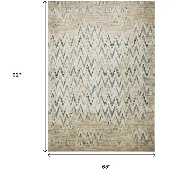 Ivory And Blue Chevron Area Rug Photo 8