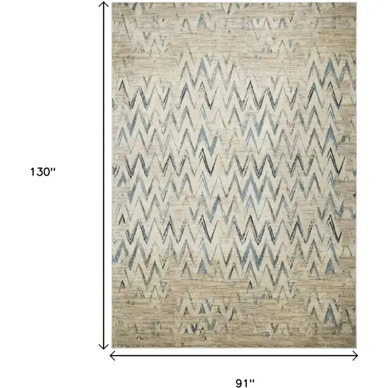 Ivory And Blue Chevron Area Rug Photo 3