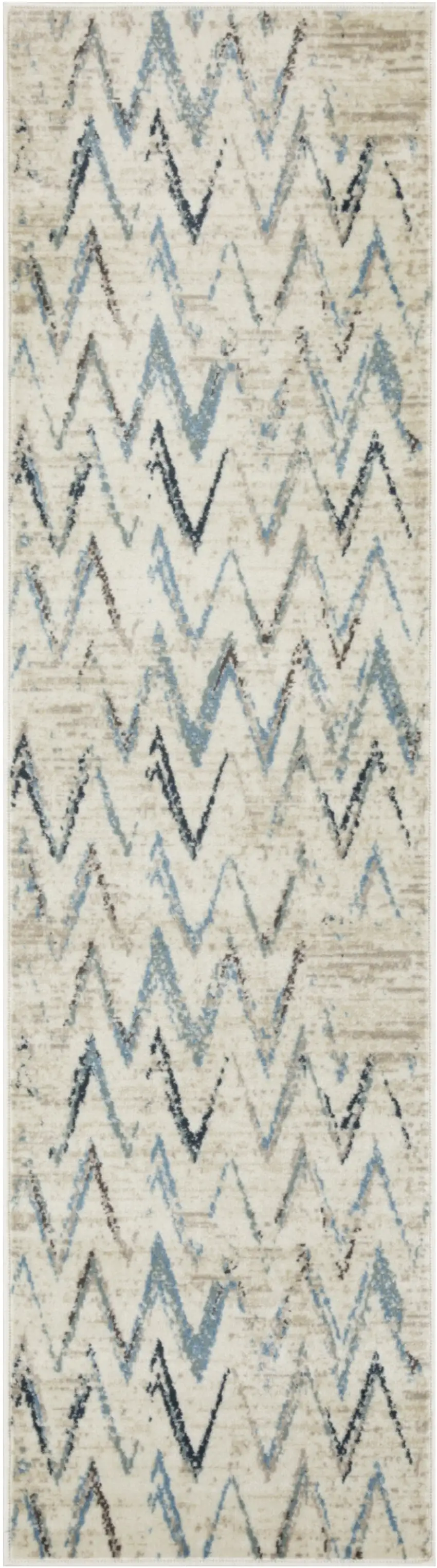 Ivory Chevron Runner Rug Photo 1