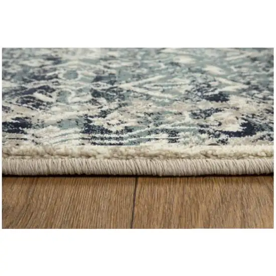 Ivory and Blue Oriental Area Rug Photo 2