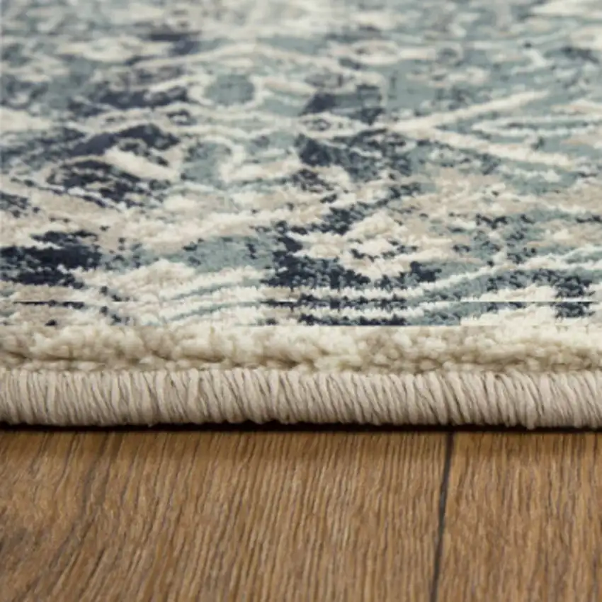 Ivory and Blue Oriental Area Rug Photo 5