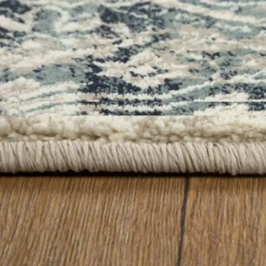 Ivory and Blue Oriental Area Rug Photo 3
