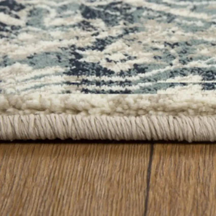 Ivory and Blue Oriental Area Rug Photo 3