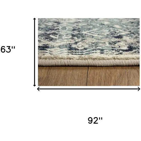 Ivory and Blue Oriental Area Rug Photo 9