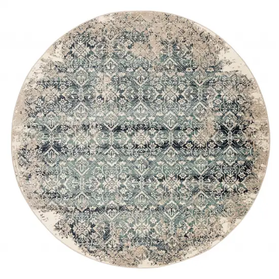 Beige Blue Distressed Diamonds Area Rug Photo 4
