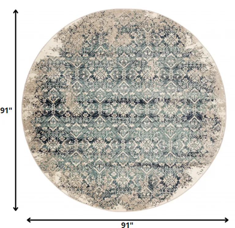 Beige Blue Distressed Diamonds Area Rug Photo 2