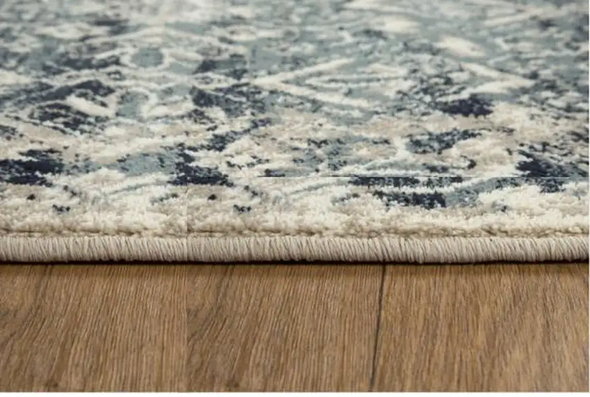 8' Ivory And Blue Oriental Runner Rug Photo 7