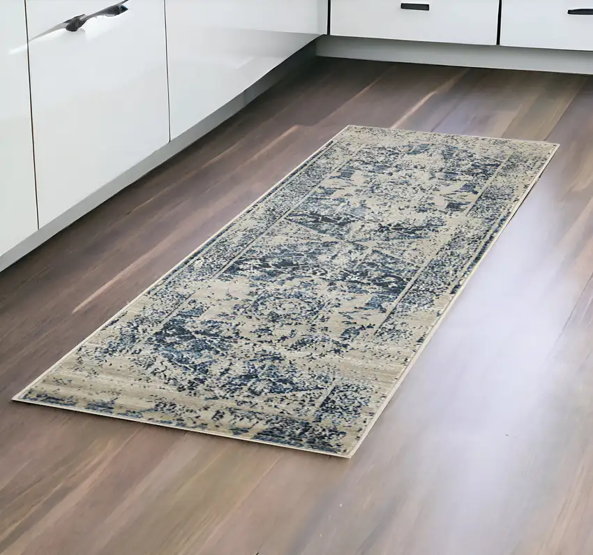 Ivory Oriental Runner Rug Photo 2