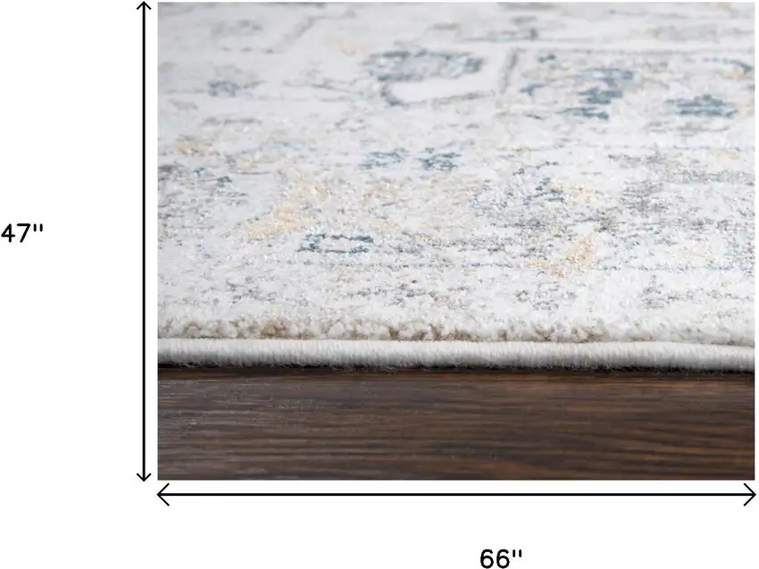 Beige Blue Gray And Rust Medallion Area Rug Photo 7