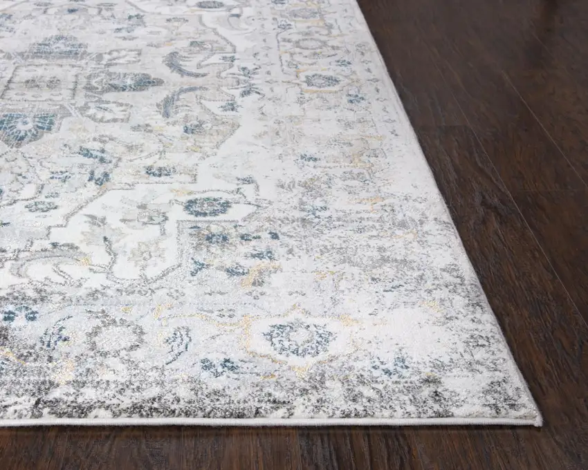 Beige Blue Gray And Rust Medallion Area Rug Photo 4