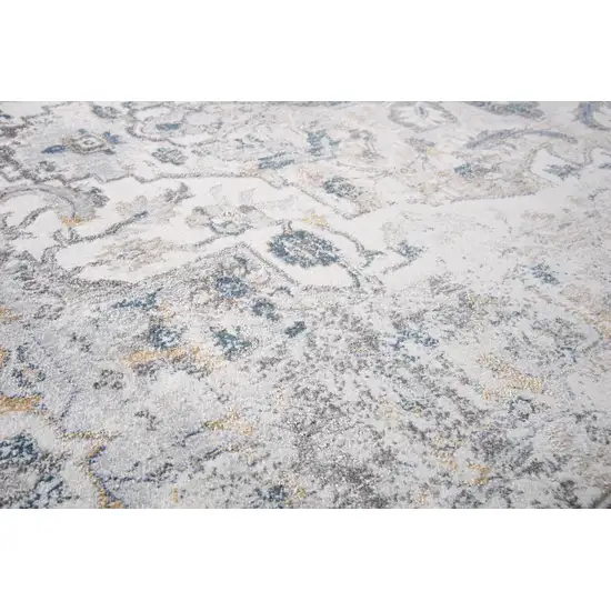 Beige Blue Gray And Rust Medallion Area Rug Photo 5