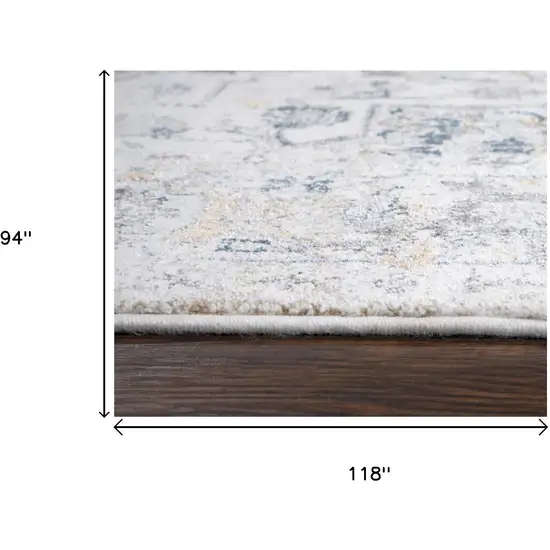 Beige Blue Gray And Rust Medallion Area Rug Photo 7