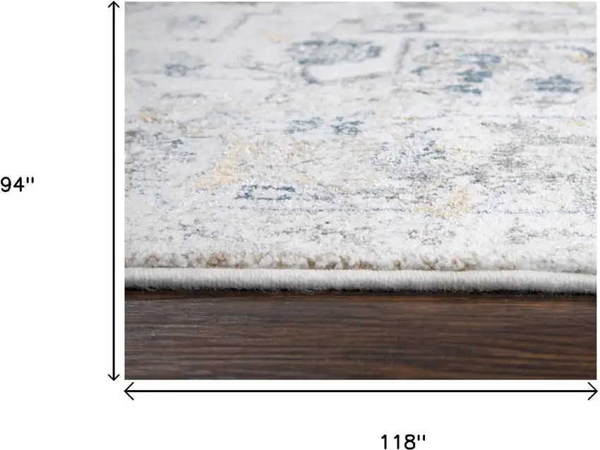 Beige Blue Gray And Rust Medallion Area Rug Photo 7
