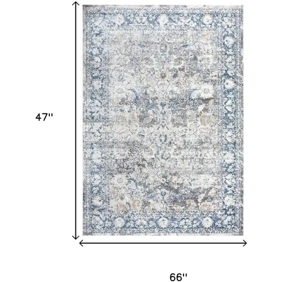 Beige Blue Gray And Rust Oriental Area Rug Photo 6