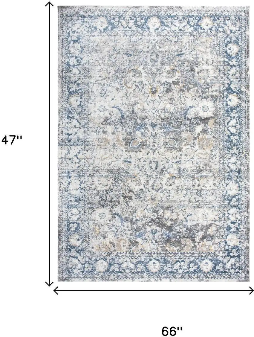 Beige Blue Gray And Rust Oriental Area Rug Photo 6