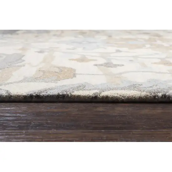 Beige Blue Gray Cream And Light Brown Wool Floral Hand Tufted Area Rug Photo 1