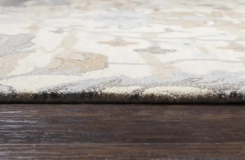 Beige Blue Gray Cream And Light Brown Wool Floral Hand Tufted Area Rug Photo 1