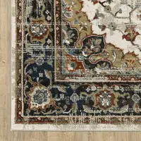 Photo of Beige Blue Green Rust And Grey Oriental Power Loom Stain Resistant Area Rug