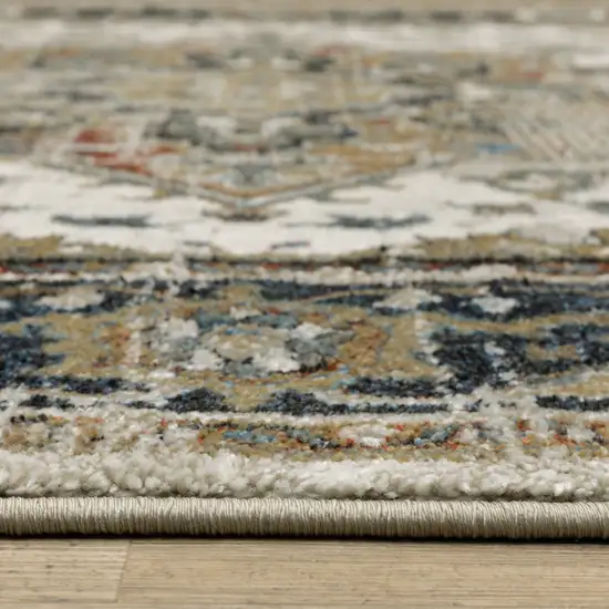 Beige Blue Green Rust And Grey Oriental Power Loom Stain Resistant Area Rug Photo 9