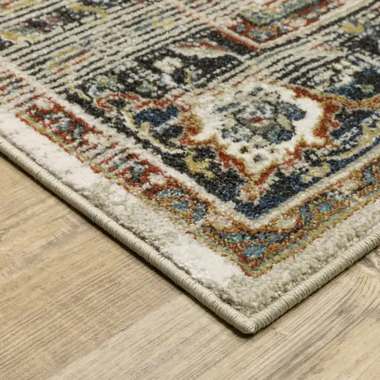 Beige Blue Green Rust And Grey Oriental Power Loom Stain Resistant Area Rug Photo 6