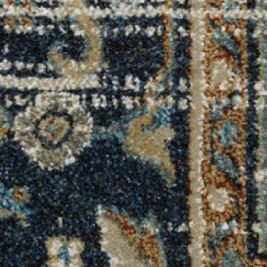 8' X 10' Beige Blue Green Rust And Grey Oriental Power Loom Stain Resistant Area Rug Photo 6