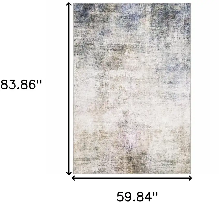 Beige Blue Grey Green Brown And Purple Abstract Power Loom Stain Resistant Area Rug Photo 10