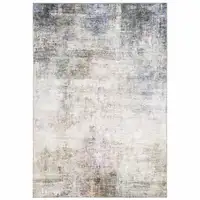 Photo of Beige Blue Grey Green Brown And Purple Abstract Power Loom Stain Resistant Area Rug