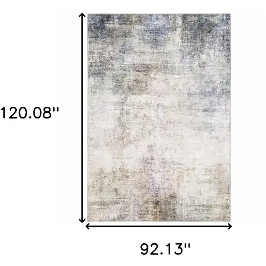 Beige Blue Grey Green Brown And Purple Abstract Power Loom Stain Resistant Area Rug Photo 10