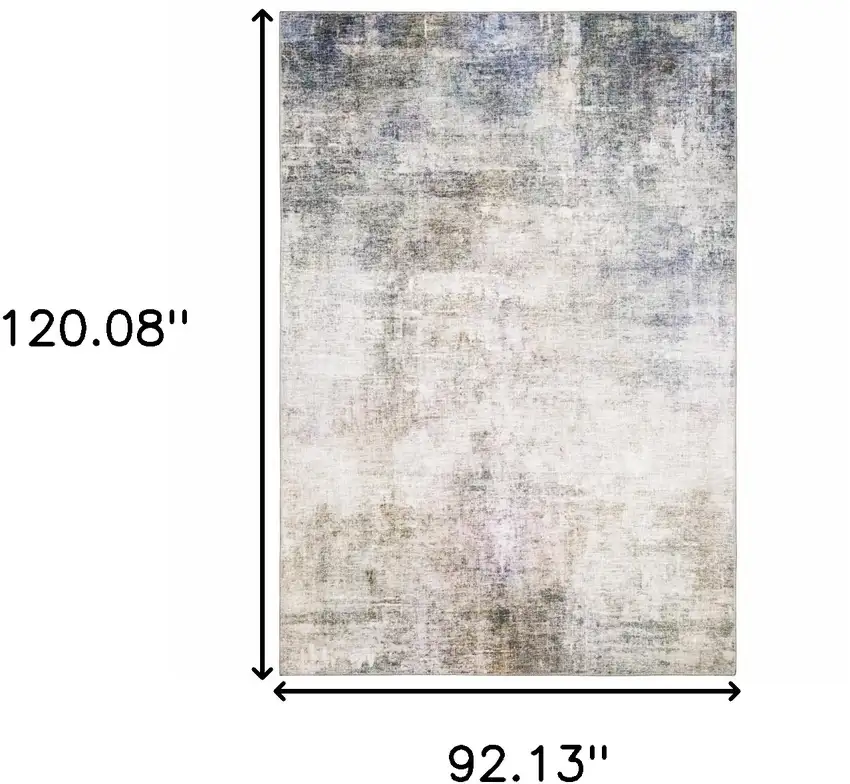 Beige Blue Grey Green Brown And Purple Abstract Power Loom Stain Resistant Area Rug Photo 10