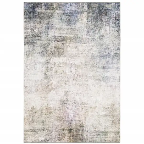 Beige Blue Grey Green Brown And Purple Abstract Power Loom Stain Resistant Area Rug Photo 1