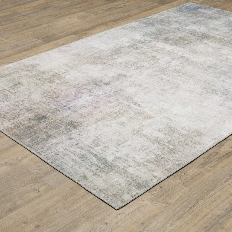Beige Blue Grey Green Brown And Purple Abstract Power Loom Stain Resistant Area Rug Photo 5