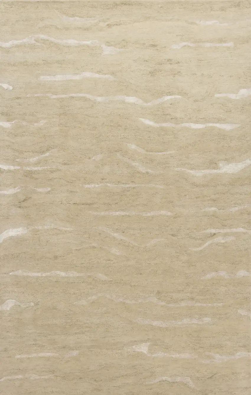 Beige Blue Hand Tufted Abstract Indoor Area Rug Photo 2