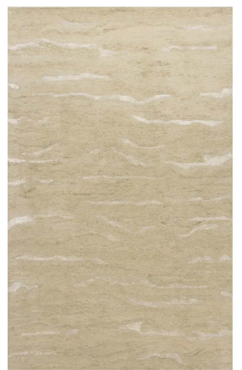 Beige Blue Hand Tufted Abstract Indoor Area Rug Photo 1