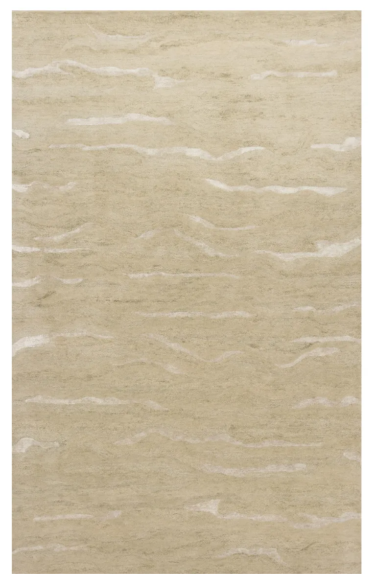Beige Blue Hand Tufted Abstract Indoor Area Rug Photo 1
