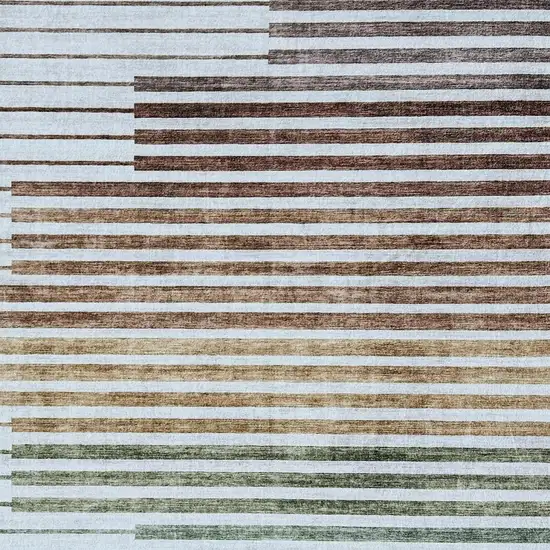 Beige Blue and Brown Striped Area Rug Photo 4