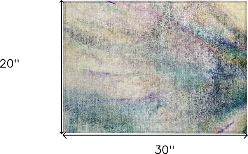 Beige Blue and Gray Abstract Washable Non Skid Indoor Outdoor Area Rug Photo 3