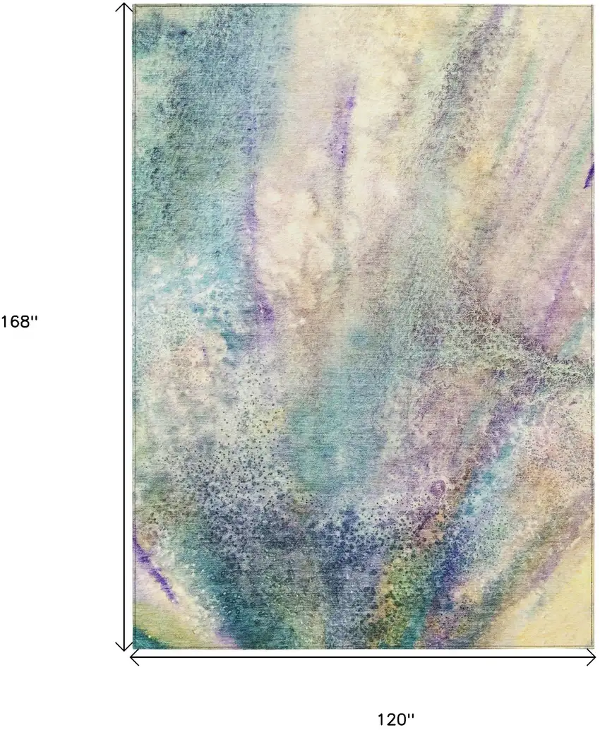 Beige Blue and Gray Abstract Washable Non Skid Indoor Outdoor Area Rug Photo 3
