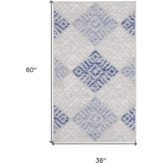 Beige Blue and Gray Geometric Area Rug Photo 3