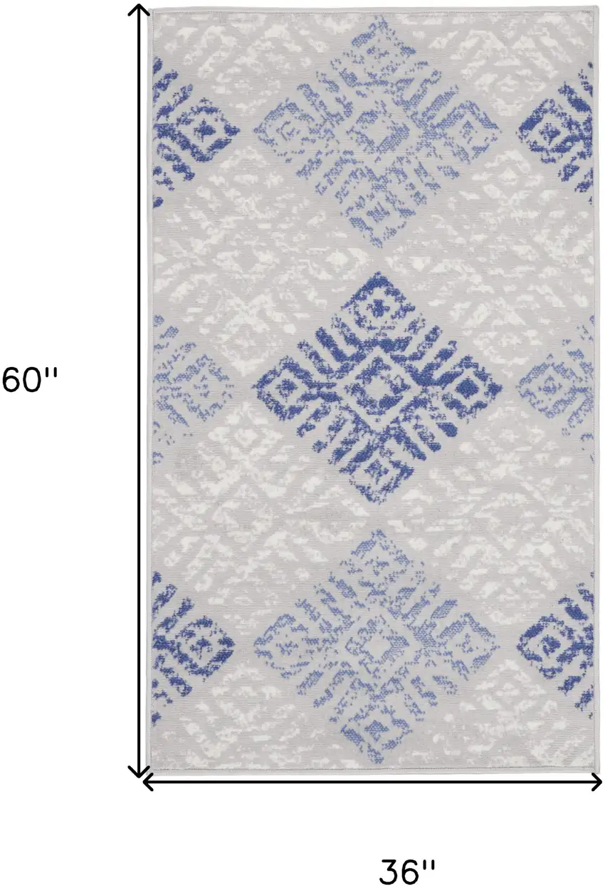 Beige Blue and Gray Geometric Area Rug Photo 3