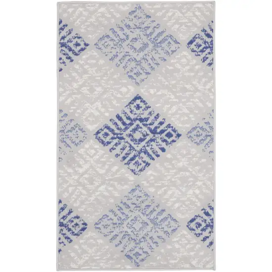 Beige Blue and Gray Geometric Area Rug Photo 1