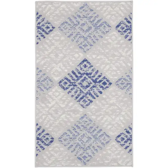 Beige Blue and Gray Geometric Area Rug Photo 2