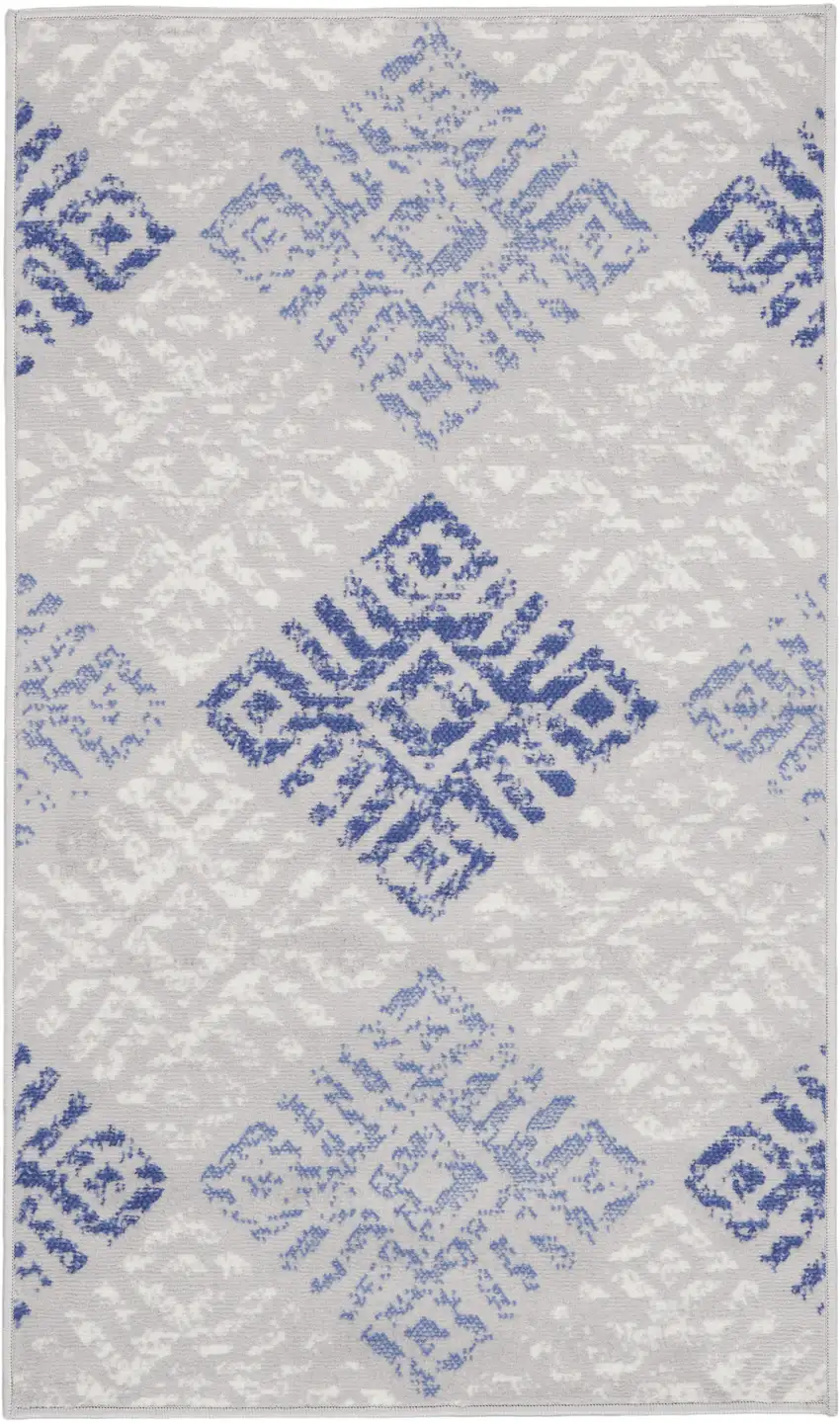 Beige Blue and Gray Geometric Area Rug Photo 2