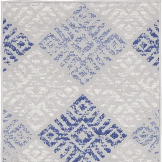 Beige Blue and Gray Geometric Area Rug Photo 7